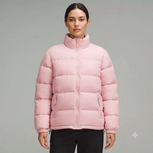 Chaqueta Acolchada Rosa con Cuello Alto, Ligera, de Poliéster, para Invierno, Cierre de Cremallera, Corte Regular, Unisex, Ropa Casual para Exteriores - Product Image 2