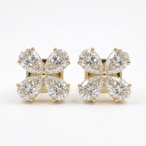 Pendientes de Diamantes Minimalistas de Oro Fino de 14K con Certificado IGI, Corte Pera Clásico, Joyería para Mujer, Boda - Product Image 1