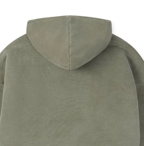 Sudadera con Capucha Verde Oliva para Hombre, Corte Holgado, Algodón French Terry, Color Sólido, Diseño con Bolsillos, Ropa Casual de Otoño - Product Image 5