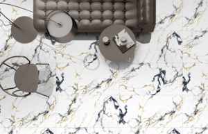 Azulejos de Cerámica Modernos Dorados de 600x1200mm, Acabado Brillante, Formato Grande, Revestimiento de Pared para Oficinas y Villas de Lujo - Product Image 3