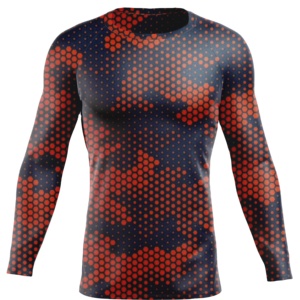 Rashguard à manches longues pour homme, imprimé points rouges, séchage rapide, polyester, qualité supérieure, pour le surf ou la gym - Product Image 1