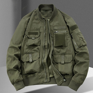 Wholesale Rate Hot Selling New Arrival Winter Men's Stand Collar <b>Denim</b> Cargo <b>Jacket</b> Front Logo High Quality Street Wear Design - Product Image 2