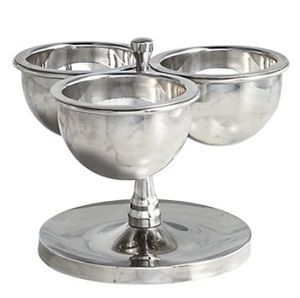 Juego de tazones metálicos de tres compartimentos, estilo clásico redondo, para servir comida en fiestas. - Product Image 2