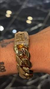 Pulsera de Aleación Plateada Estilo Hiphop para Hombre, Diseño Vintage Cubano con Diamantes, Cadena Gruesa, Joyería de Fiesta - Product Image 4