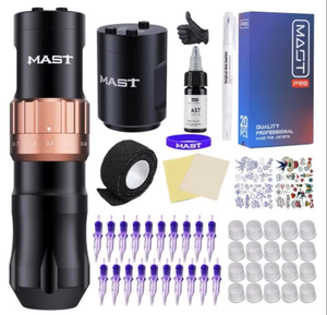 Kit professionnel de stylo à tatouer, machine à tatouer rotative réglable avec bloc d'alimentation, aiguilles à cartouche, marqueur cutané pour l'art corporel - Product Image 1