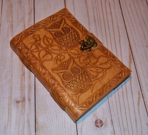 Diario de cuero hecho a mano THG - Búho/Árbol de la vida - Product Image 1