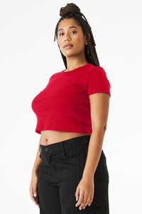 Women plan <b>red</b> <b>Crop</b> Tee Short Sleeve Round Neck Casual Cotton Loose Fit Streetwear Summer Daily <b>Top</b> <b>top</b> womens <b>crop</b> tee - Product Image 4
