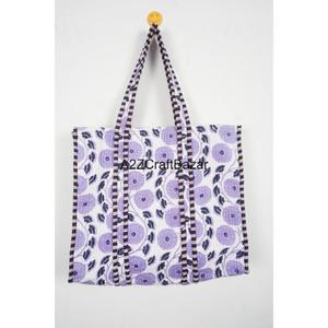 Bolso de Mano Acolchado a Rayas de Algodón 100% Puro, Hecho a Mano y Personalizable, para la Playa, para Mujer, Grande, Ecológico, Estilo Boho, para Compras - Product Image 1