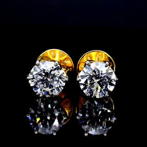 Pendientes de Diamantes Cultivados en Laboratorio con Certificación IGI, Oro Radiante de Doble Tono, Oro de 14K, Joyería Fina Elegante y Moderna para Bodas y Celebraciones - Product Image 3