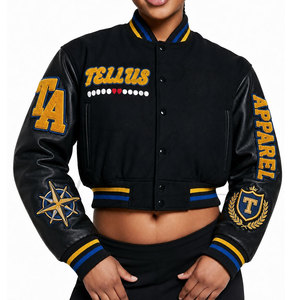 TELLUS APPAREL Veste légère d'hiver respirante de style universitaire pour femmes avec poignets côtelés, couleurs et tailles personnalisables tendance - Product Image 1