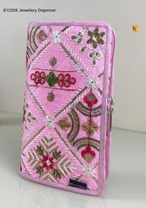 Organizador de Joyas de Algodón con Bordado Resham Indio, 5 Capas, Bolsillos, Estampado Étnico, Bolsa de Almacenamiento Tradicional Multiusos - Product Image 3