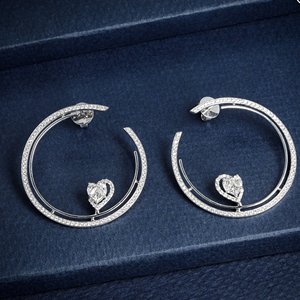 Pendientes de Aro con Diamantes Tallados en Forma de Corazón, Plata 925 con Baño de Rodio, Joyería de Lujo para Mujer, para Bodas - Product Image 3
