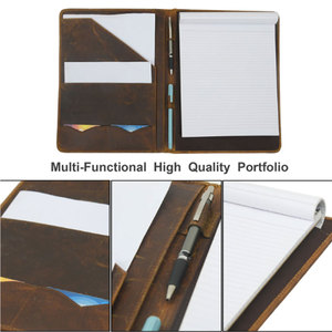 Brown Leather <b>Portfolio</b> Organizer Document <b>Folder</b> Card Holder Resume File Case for Gift - Product Image 6