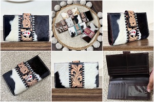 กระเป๋าคลัทช์หนังวัวแท้ลายดอกไม้ งานแฮนด์เมดสำหรับผู้หญิง ดีไซน์ทันสมัย ใส่บัตรและเงินสดได้  งานแสดงสินค้ามีนาคม 2026 - Product Image 3