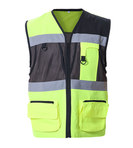 Gilet de sécurité haute visibilité réfléchissant, vêtement de travail en polyester unisexe, uniforme d'été pour agents de sécurité, design à panneaux en maille, multifonctionnel - Product Image 5