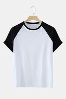 T-shirt tricoté oversize pour homme, manches raglan contrastées, col rond, manches courtes, personnalisable avec logo, streetwear, tenue décontractée