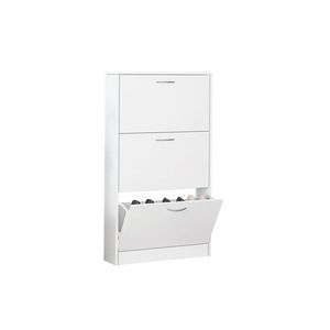 Scarpiera a 3 livelli in legno bianco per ingresso, mobiletto stretto ribaltabile per scarpe e organizer a 3 livelli per casa e appartamento - Product Image 2