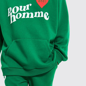 Custom Hoodie No <b>Strings</b> Oversized Screen Print Puff Print Pockets Raw Hem Custom Puff Print Hoodies Men - Product Image 1