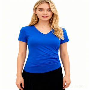 เสื้อยืดผู้หญิง โพลีเอสเตอร์/คอตตอน เนื้อผ้าเจอร์ซีย์เดี่ยว นุ่ม ระบายอากาศดี สวมใส่สบาย แบบพื้นฐาน 160 GSM ผู้ผลิตเสื้อเปล่า ไซส์ XS ถึง 5XL - Product Image 4