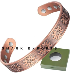 Brazalete de cobre de tres tonos Premium, brazalete de terapia magnética hecho a mano para aliviar la artritis y mejorar la circulación sanguínea - Product Image 1