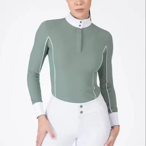 OEM Custom <b>Compression</b> Sports <b>Tops</b> Horse Riding <b>Women</b> Long Sleeve Show Equestrian Shirt Hot Sale - Product Image 1