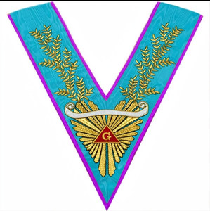 Collar de Maestro Venerable Rito G de Memphis-Misraim, bordado a mano con hilo de oro, 224 Laurel and Rays - Product Image 1
