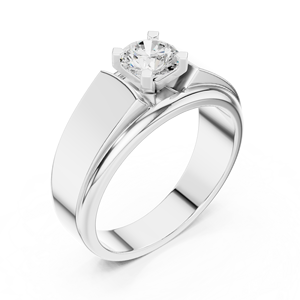 Anillo solitario de oro amarillo con diamante cultivado en laboratorio para hombre – Anillo de compromiso de lujo moderno con diamante para novio - Product Image 4