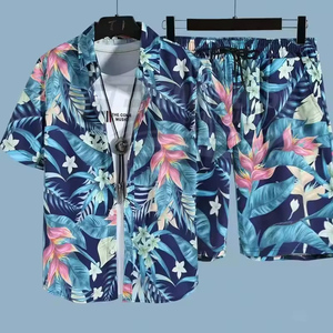 Men's 2 Piece <b>Set</b> Print Casual High Quality Short Sleeve Shirt and Drawstring Shorts Summer Vacation Beachwear OEM - Product Image 6