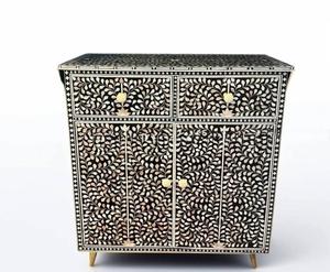 Mesa con Incrustaciones de Hueso de ILAHI, Diseño Moderno con Detalles de Ágata, Almacenamiento Portátil, Muebles para el Hogar - Product Image 3