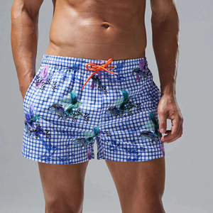 Shorts de bain imprimés pour hommes, séchage rapide, motif oiseaux, taille élastique avec cordon de serrage, décontractés pour l'été - Product Image 3