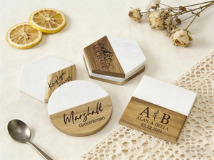 Designer Wood <b>Marble</b> Coaster Handmade Luxury Beverage Cup Holder for Home Restaurant Stylish Decorative Premium Collection - Product Image 6