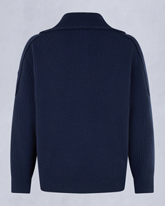 Pull en laine bleu marine pour homme, col châle zippé, coupe classique, veste d'hiver décontractée avec poches - Product Image 4
