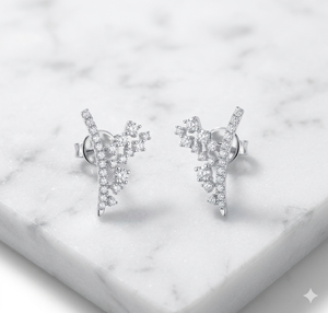 Joyería Fina de Diseño Moderno, Aretes de Diamantes Moissanite con Forma de Flor, Oro de 14K, Personalizados, Lindos, para Uso Diario, Bodas y Fiestas - Product Image 3