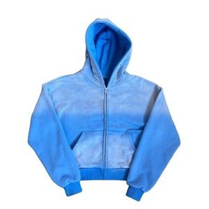 Nouveau Hoodie Homme Streetwear Sans Cordon Entièrement Zippé Vintage Double Couche Effet Vieilli 100% Coton Polaire 300g Respirant En Promotion - Product Image 5