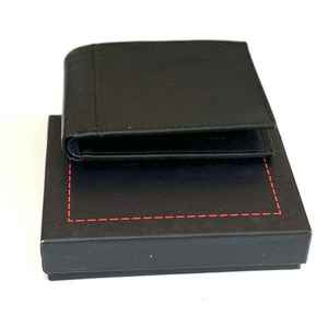 กระเป๋าสตางค์หนังแท้สีดำสำหรับผู้ชาย ดีไซน์หรูหรา ทำมือ ทรงบาง - Product Image 1