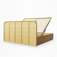 Cadre de lit en bois en gros avec rangement relevable, espace de rangement profond, lit en bois de pin avec rangement à angle de 45 degrés
