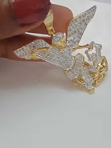 Pendentif Saint-Michel en moissanite véritable ronde de 1,60 carat, en argent sterling plaqué argent, pour femme, diamant Tishya - Product Image 3