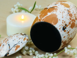 White Splatter Cremation Urn Metal Ashes Vessel Adult <b>Memorial</b> <b>Keepsake</b> Jar with Velvet Cover - Product Image 4