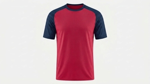 T-shirt pour homme en polyester à séchage rapide, col rond, manches courtes, couleur rouge, coupe classique, toutes saisons - Product Image 1