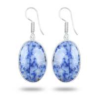 Boucles d'oreilles pendantes faites à la main pour femmes, design mignon, pierres de guérison en cristal, monture argentée, bijoux en dumortierite naturelle, cadeau