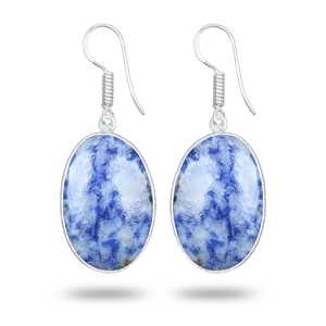 Boucles d'oreilles pendantes en pierres de guérison en cristal, monture argentée, en dumortierite naturelle rare, bijoux faits à la main, cadeau pour femme - Product Image 3