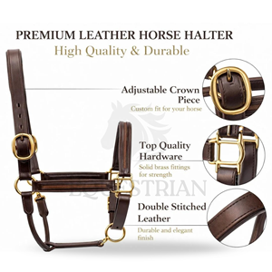 Harnais de cheval en cuir de qualité supérieure, rembourré, réglable, avec ferrures en laiton - Product Image 5
