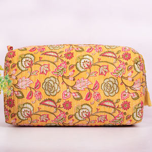 Pochette de maquillage réutilisable à imprimé floral de style bloc écologique, pour voyage multifonction, avec fermeture éclair, durable, organiseur de cosmétiques - Product Image 3
