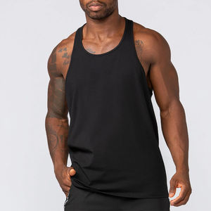 Servicio OEM ODM en un solo color negro sólido. Buen proveedor con logotipo propio. Ropa deportiva con logotipo totalmente personalizado. Camisetas sin mangas para hombre con impresión de logotipo. - Product Image 1