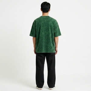 เสื้อยืดคอกลมโอเวอร์ไซส์ผ้าคอตตอนเนื้อหนา ซักพิเศษ ทรงหลวม ใส่สบาย ไม่ยับ สำหรับผู้ชาย สไตล์สตรีทแวร์ลำลอง เหมาะสำหรับฤดูร้อน - Product Image 3