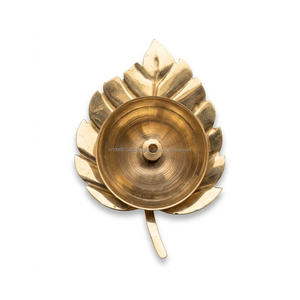 Brass Oil Lamp for Meditation Yoga Room <b>Leaf</b> Design Diya Small Decorative Ambient <b>Lighting</b> Brass Wick Lamp - Product Image 2