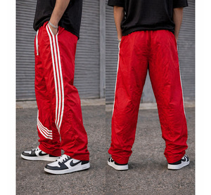 High Quality Custom Nylon Baggy <b>Trousers</b> for Men Breathable Unisex Streetwear <b>Drawstring</b> Plus Size Pants with 3D Embroidery - Product Image 2