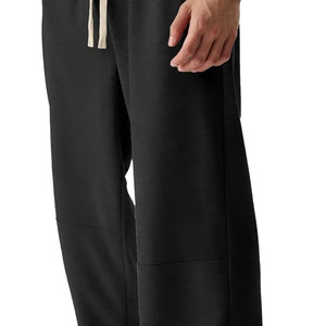 Men's <b>Black</b> Sweatpants Elastic Waist Drawstring Casual Pants With Side Pockets Breathable Knitted Cotton Autumn Wear - Product Image 1