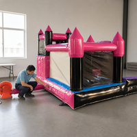 Château gonflable avec toboggan intégré en PVC, avec piscine à balles, installation facile pour garderies et zones résidentielles