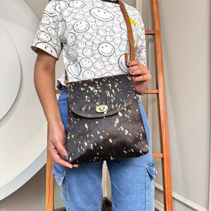 Wholesale Premium High Quality Women's New Hair Metallic Crossbody Cowhide <b>Handbag</b> Genuine Leather Western Style Zipper <b>Nylon</b> - Product Image 3